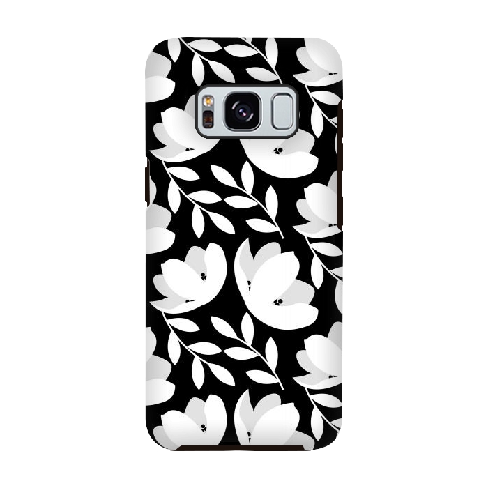 Galaxy S8 StrongFit Black and White Floral Pattern by Allgirls Studio