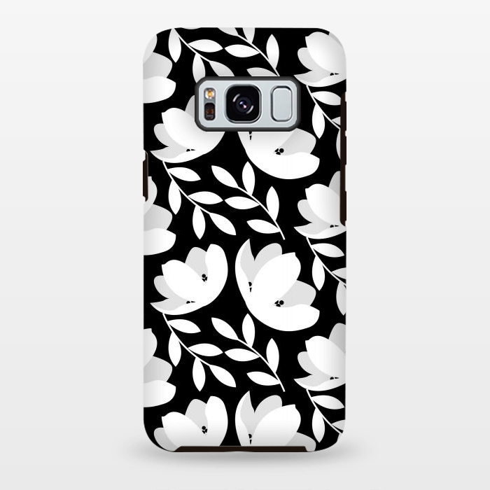 Galaxy S8 plus StrongFit Black and White Floral Pattern by Allgirls Studio