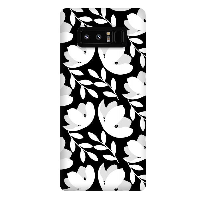 Galaxy Note 8 StrongFit Black and White Floral Pattern by Allgirls Studio
