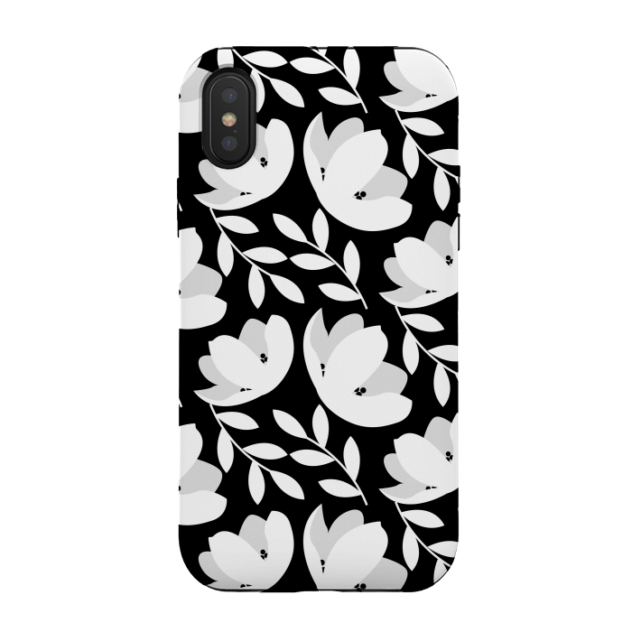 iPhone Xs / X StrongFit Black and White Floral Pattern by Allgirls Studio