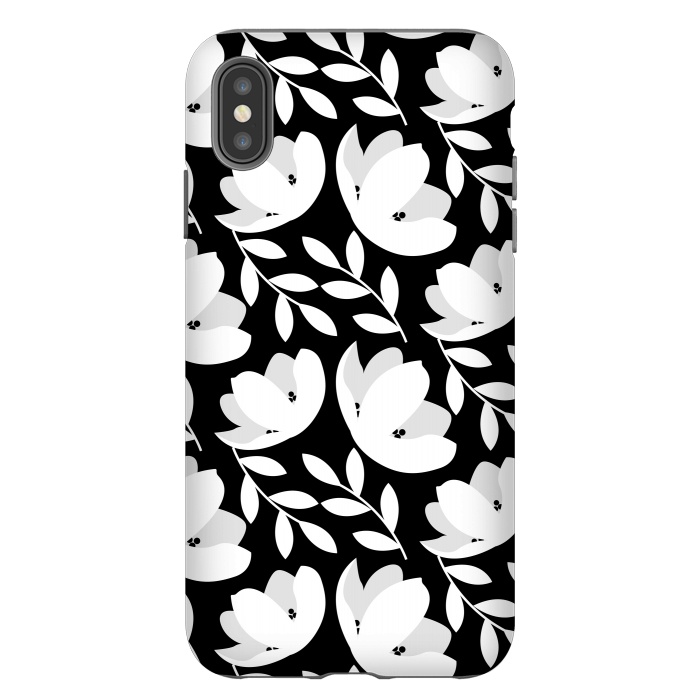 iPhone Xs Max StrongFit Black and White Floral Pattern by Allgirls Studio