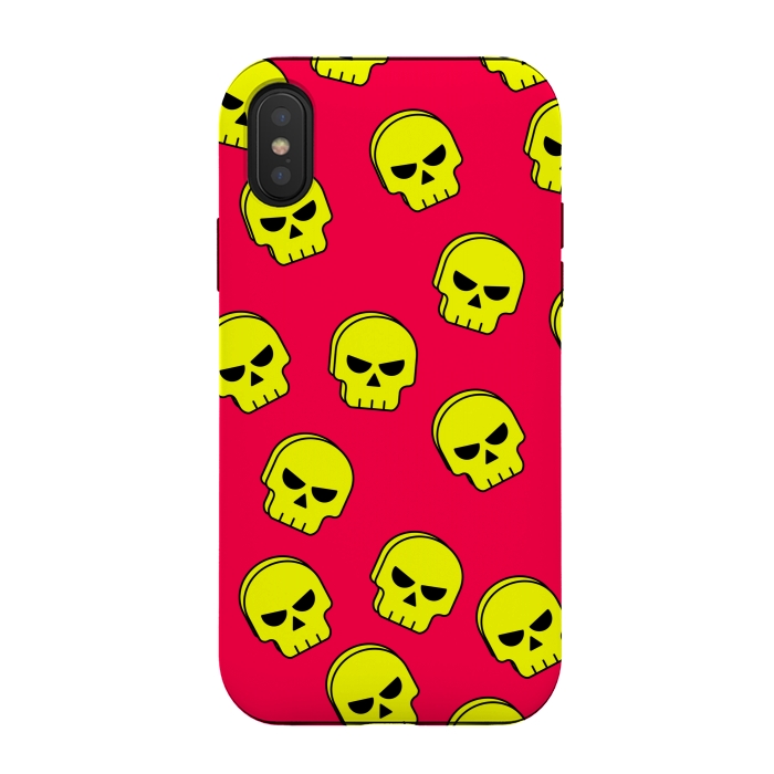 iPhone Xs / X StrongFit yellow skull pattern by MALLIKA