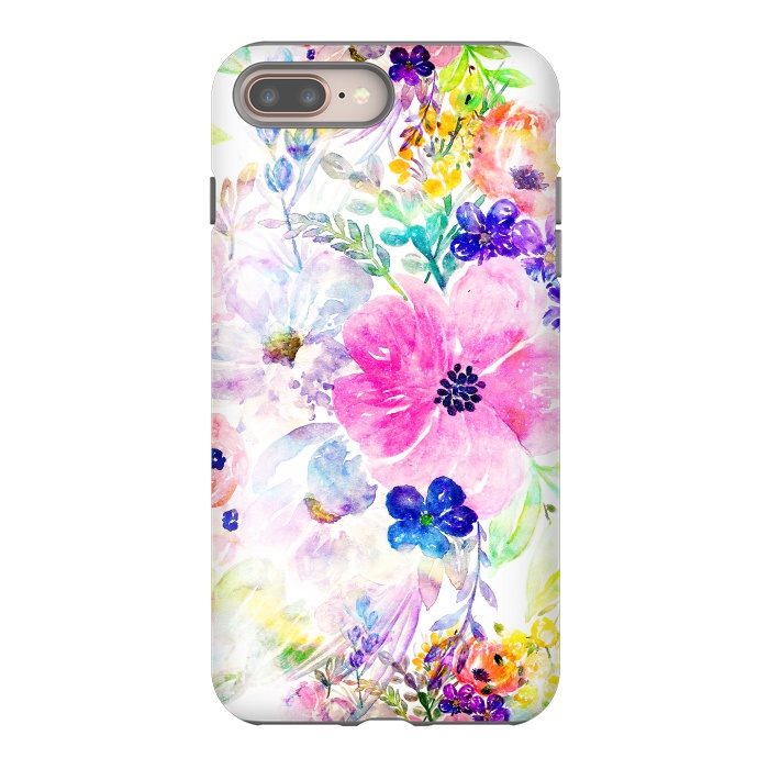iPhone 7 plus StrongFit Pretty watercolor floral hand paint design by InovArts