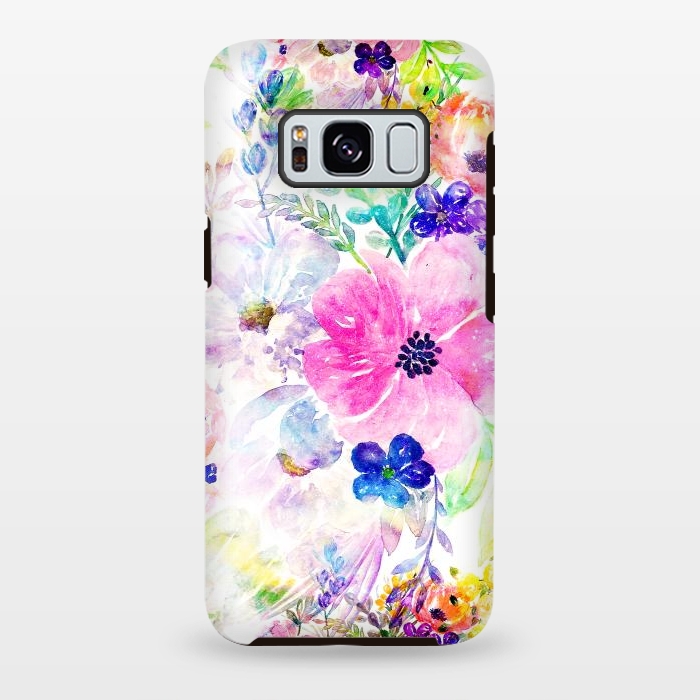 Galaxy S8 plus StrongFit Pretty watercolor floral hand paint design by InovArts