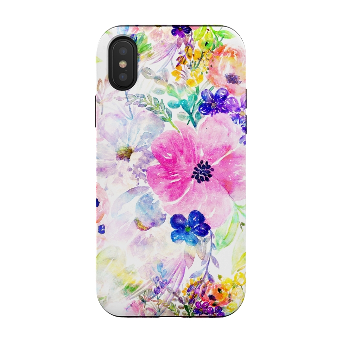 iPhone Xs / X StrongFit Pretty watercolor floral hand paint design by InovArts
