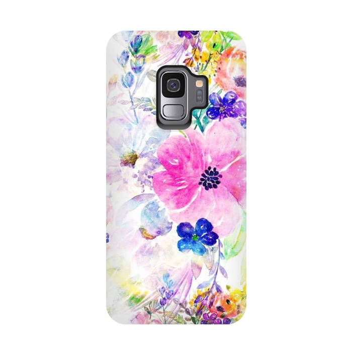 Galaxy S9 StrongFit Pretty watercolor floral hand paint design by InovArts
