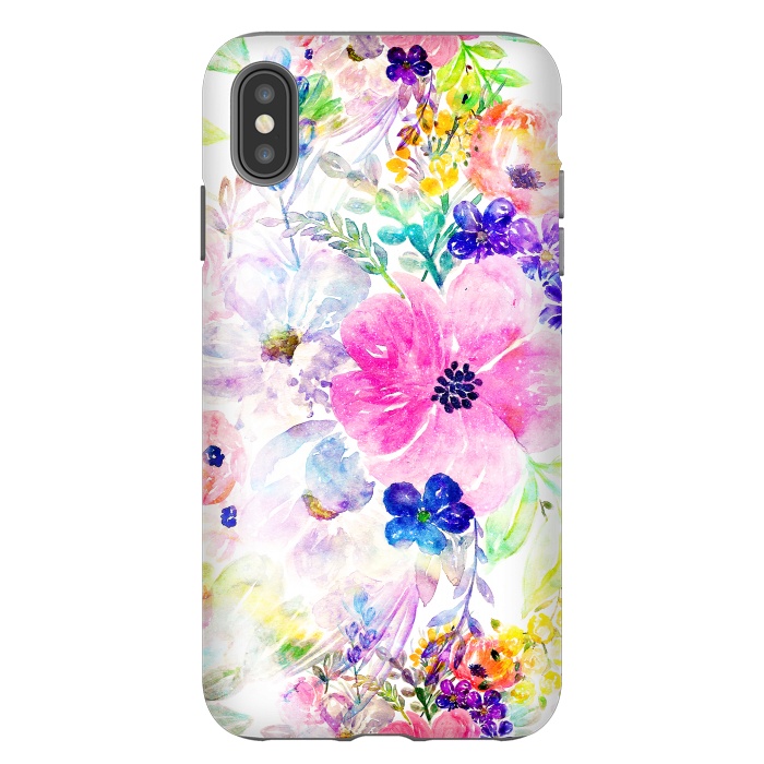 iPhone Xs Max StrongFit Pretty watercolor floral hand paint design by InovArts
