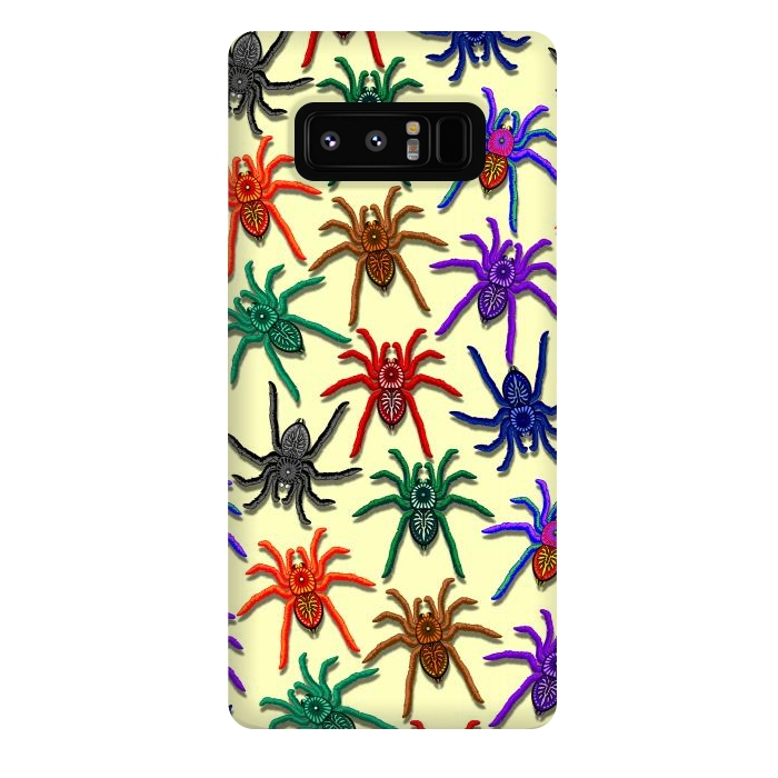 Galaxy Note 8 StrongFit Spiders Colorful Halloween Tarantulas Pattern by BluedarkArt