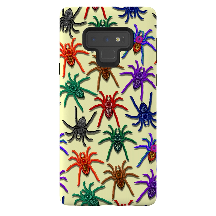 Galaxy Note 9 StrongFit Spiders Colorful Halloween Tarantulas Pattern by BluedarkArt