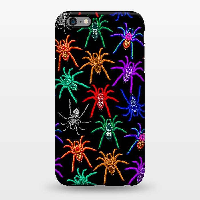 iPhone 6/6s plus StrongFit Spiders Pattern Colorful Tarantulas on Black by BluedarkArt