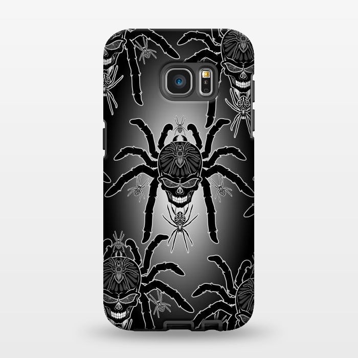 Galaxy S7 EDGE StrongFit Spider Skull Tattoo Black and Whi by BluedarkArt