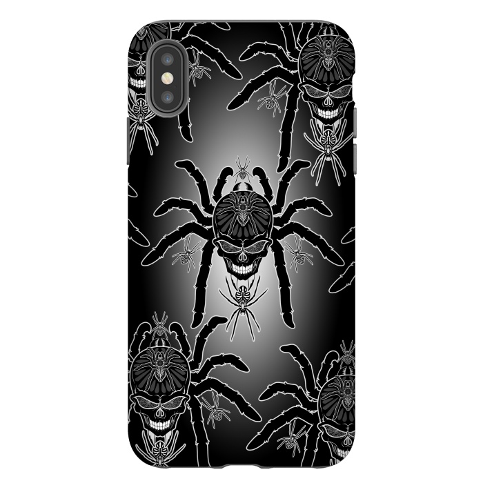 iPhone Xs Max StrongFit Spider Skull Tattoo Black and Whi by BluedarkArt