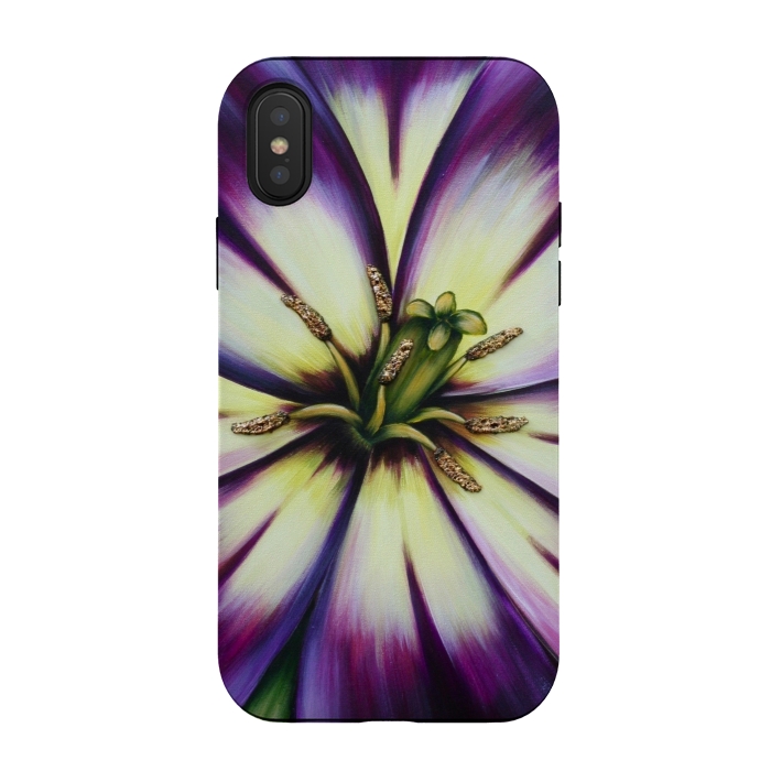 iPhone Xs / X StrongFit Plum Tulip by Denise Cassidy Wood
