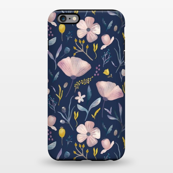 iPhone 6/6s plus StrongFit Delicate Pastel Floral on Blue by Noonday Design