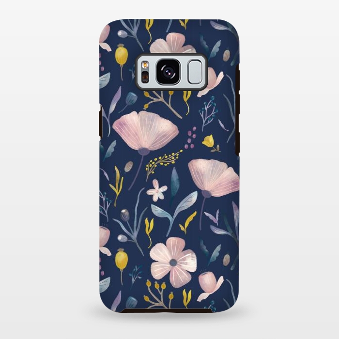 Galaxy S8 plus StrongFit Delicate Pastel Floral on Blue by Noonday Design