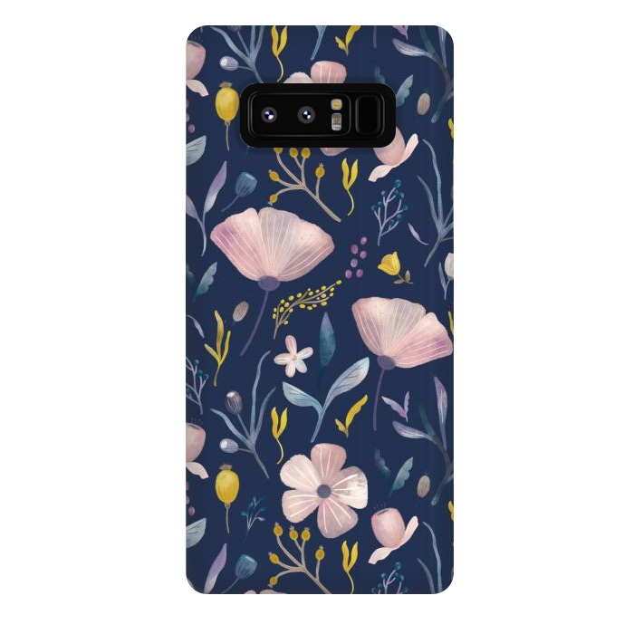 Galaxy Note 8 StrongFit Delicate Pastel Floral on Blue by Noonday Design