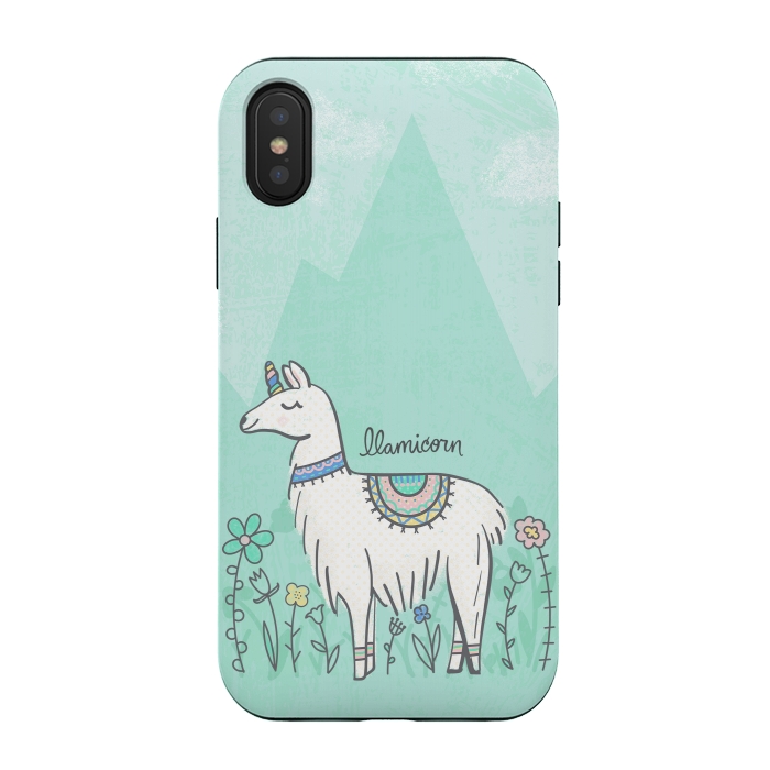 iPhone Xs / X StrongFit Llovely Llamicorn by Noonday Design