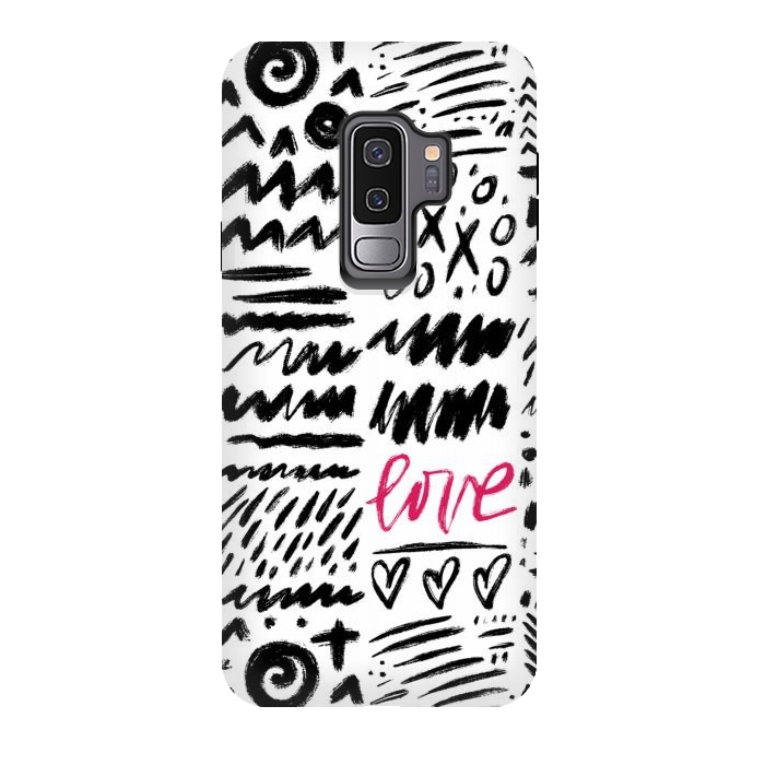 Galaxy S9 plus StrongFit Love Scribbles by Noonday Design