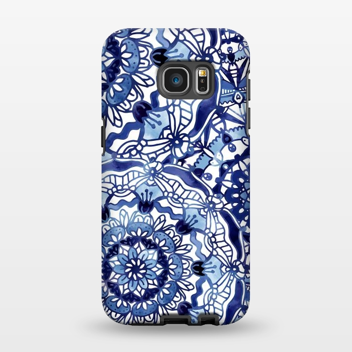 Galaxy S7 EDGE StrongFit Delft Blue Mandalas by Noonday Design