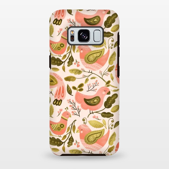 Galaxy S8 plus StrongFit Peachy Keen Birds by Noonday Design