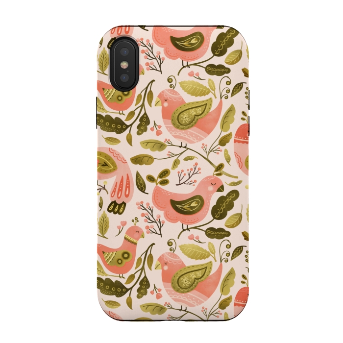 iPhone Xs / X StrongFit Peachy Keen Birds by Noonday Design