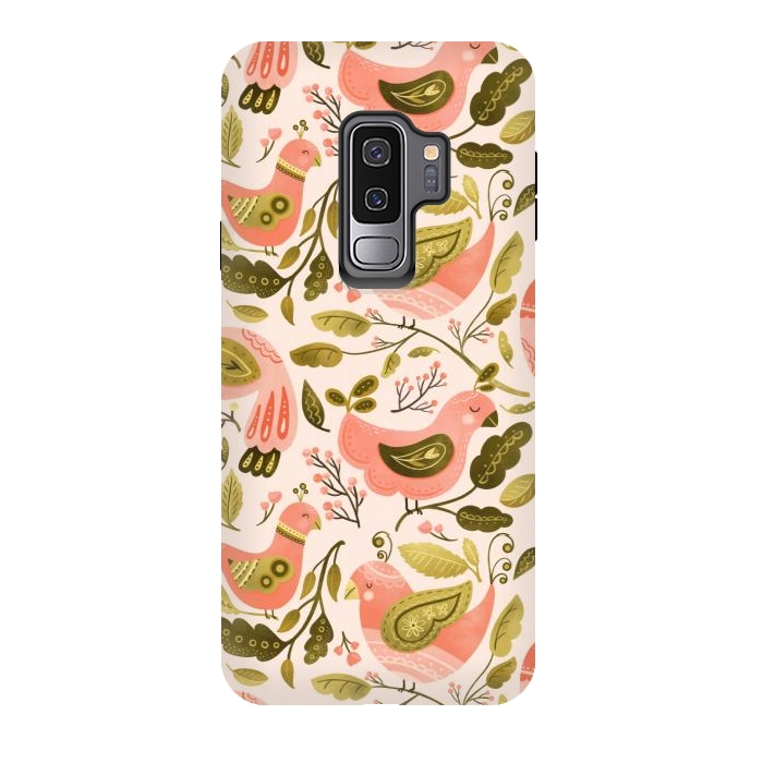 Galaxy S9 plus StrongFit Peachy Keen Birds by Noonday Design