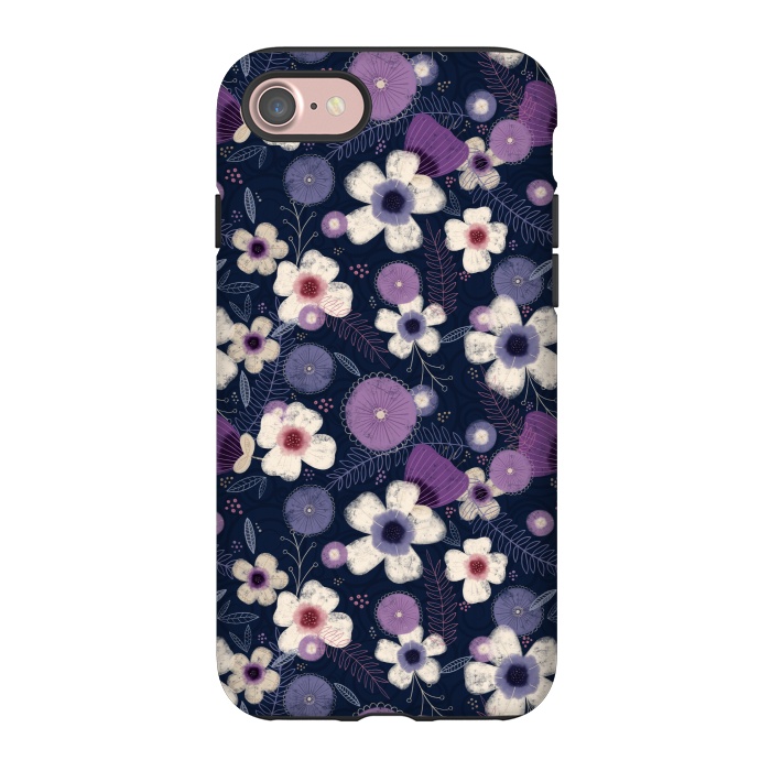 iPhone 7 StrongFit Navy & Purple Floral by Noonday Design