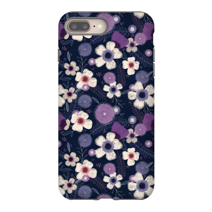 iPhone 7 plus StrongFit Navy & Purple Floral by Noonday Design