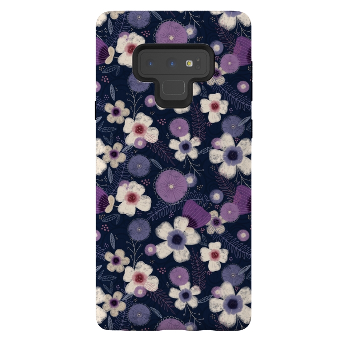 Galaxy Note 9 StrongFit Navy & Purple Floral by Noonday Design
