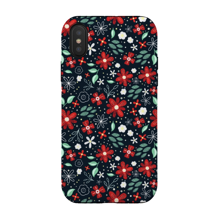 iPhone Xs / X StrongFit Little Christmas Flowers by Noonday Design