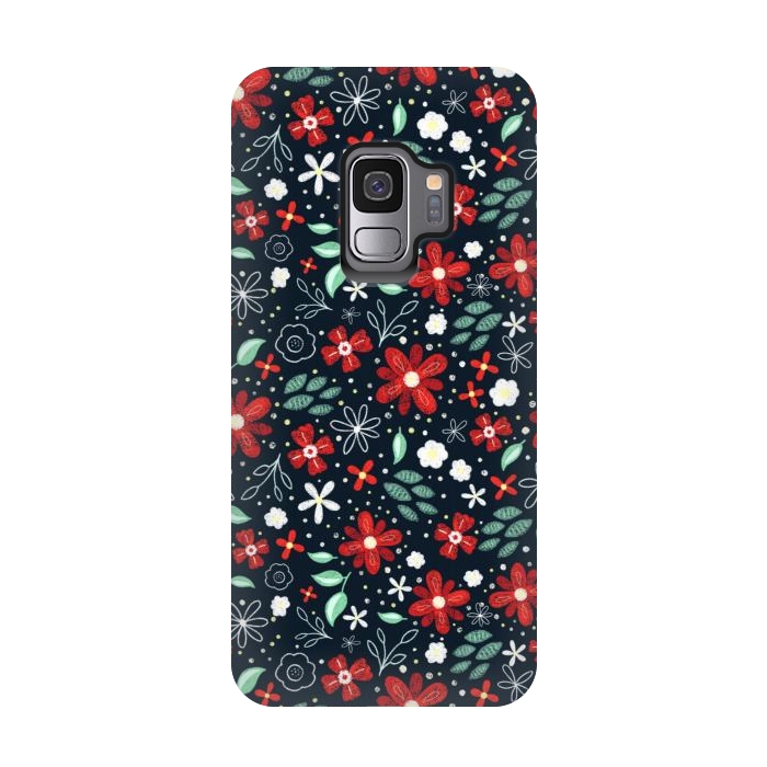Galaxy S9 StrongFit Little Christmas Flowers by Noonday Design
