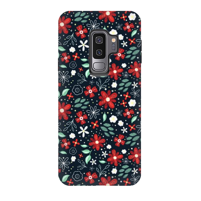 Galaxy S9 plus StrongFit Little Christmas Flowers by Noonday Design
