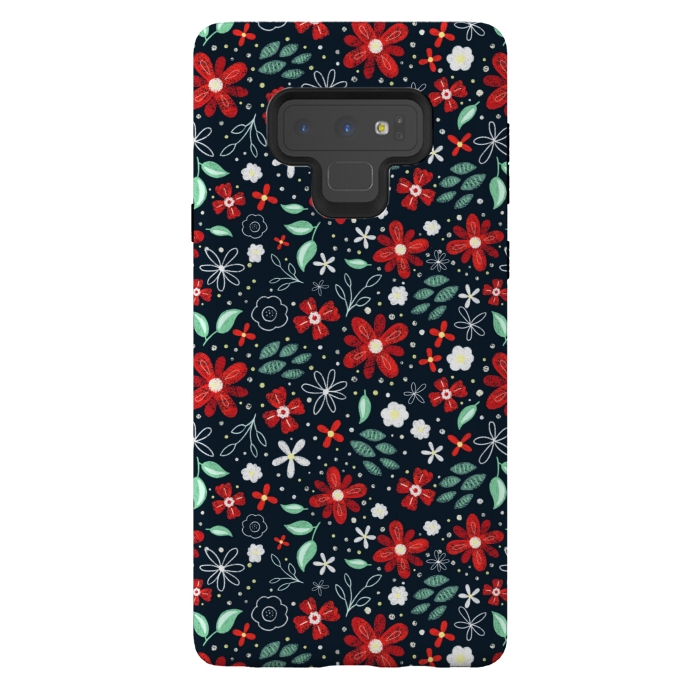 Galaxy Note 9 StrongFit Little Christmas Flowers by Noonday Design