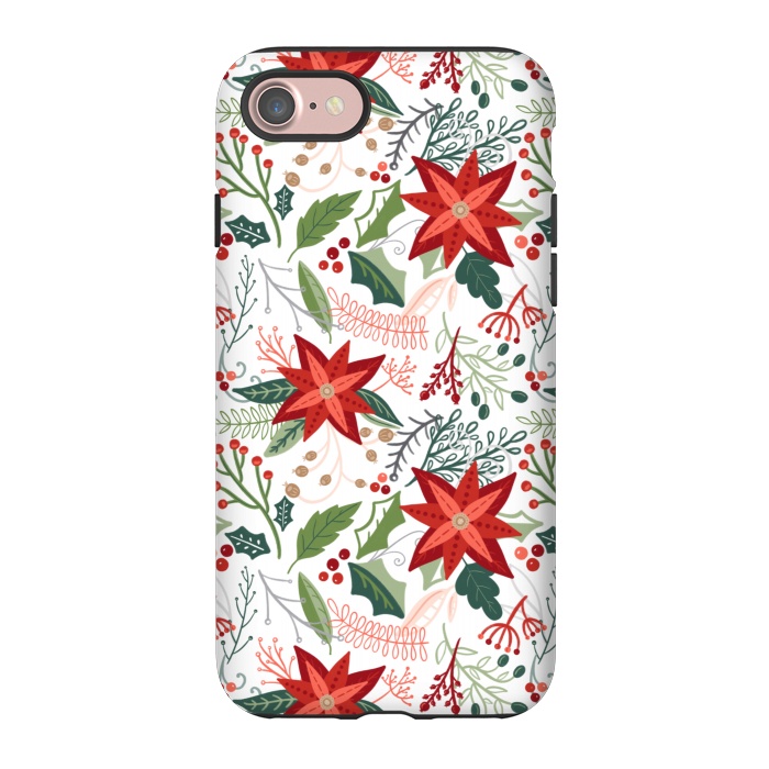 iPhone 7 StrongFit Festive Poinsettias by Noonday Design