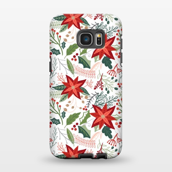 Galaxy S7 EDGE StrongFit Festive Poinsettias by Noonday Design