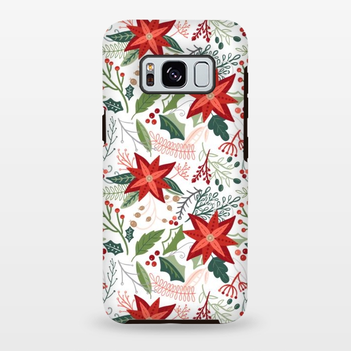 Galaxy S8 plus StrongFit Festive Poinsettias by Noonday Design
