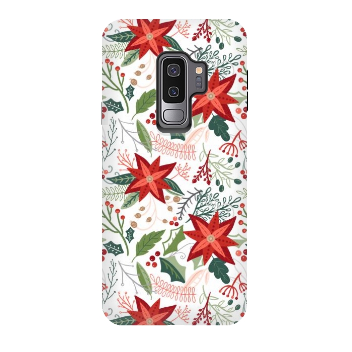 Galaxy S9 plus StrongFit Festive Poinsettias by Noonday Design