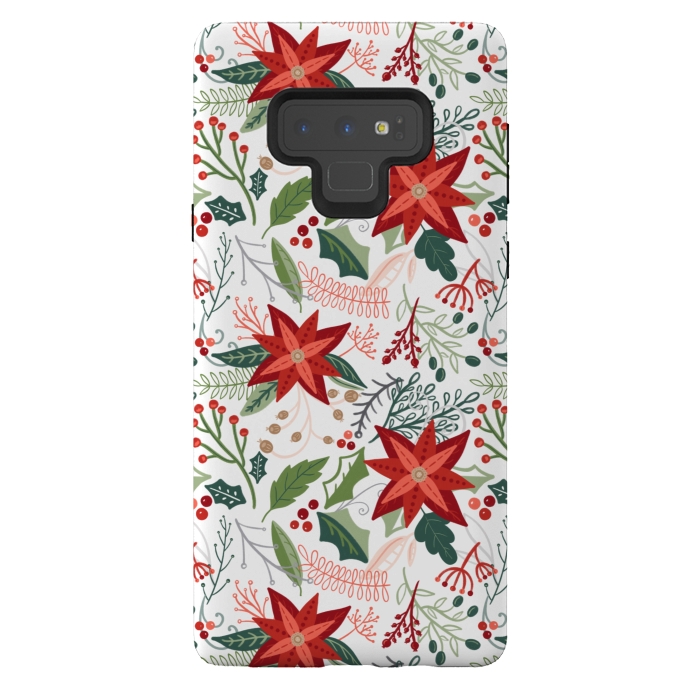 Galaxy Note 9 StrongFit Festive Poinsettias by Noonday Design