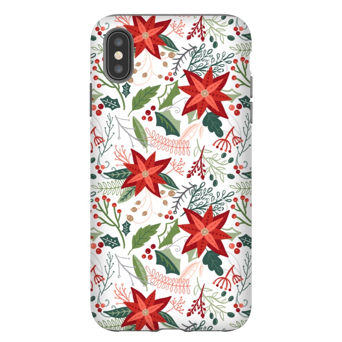 iPhone Xs Max StrongFit Festive Poinsettias by Noonday Design