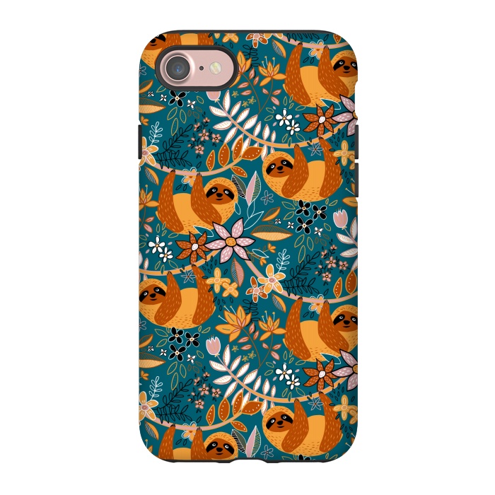 iPhone 7 StrongFit Cute Boho Sloth Floral  by Micklyn Le Feuvre