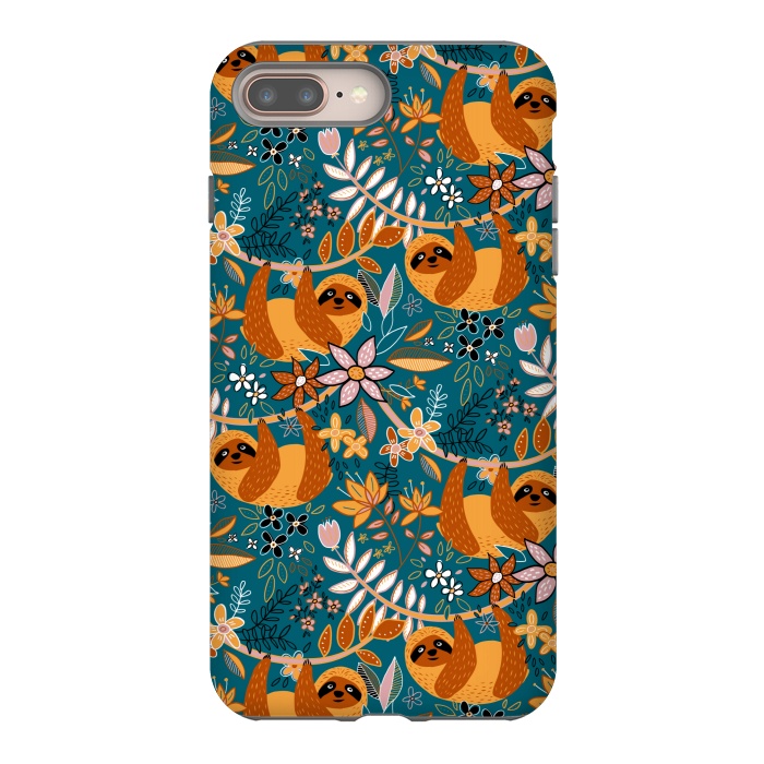 iPhone 7 plus StrongFit Cute Boho Sloth Floral  by Micklyn Le Feuvre