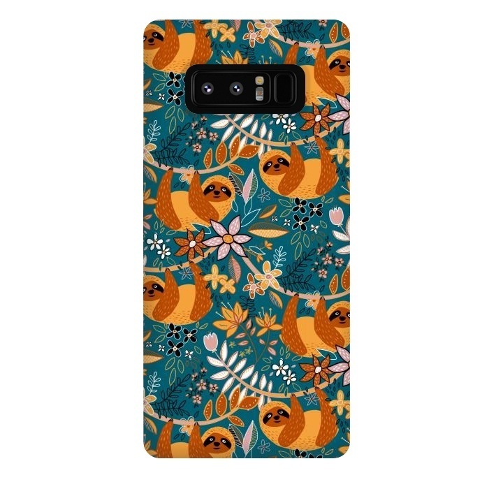 Galaxy Note 8 StrongFit Cute Boho Sloth Floral  by Micklyn Le Feuvre