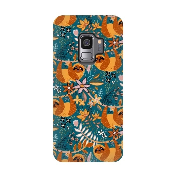 Galaxy S9 StrongFit Cute Boho Sloth Floral  by Micklyn Le Feuvre