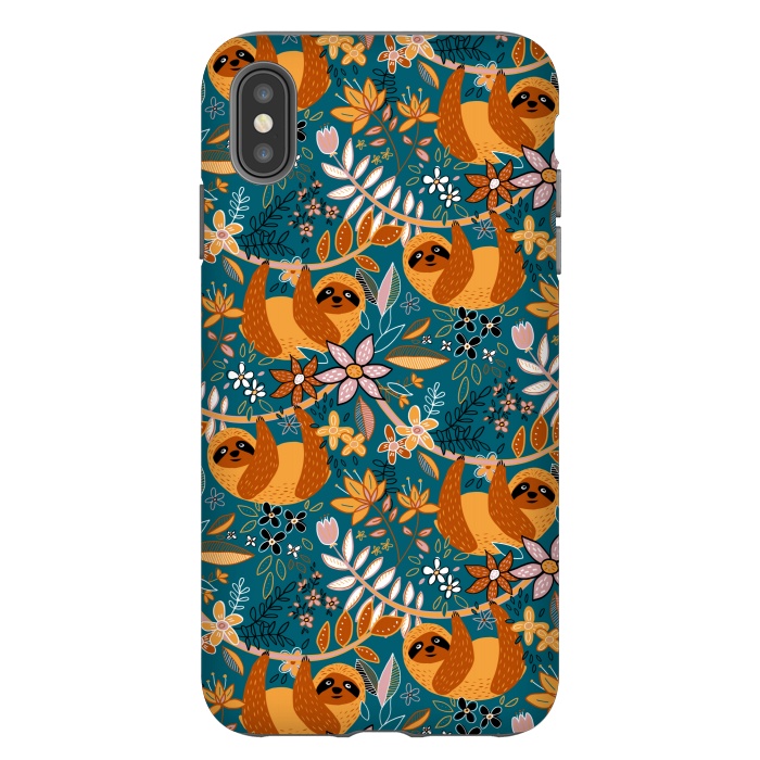 iPhone Xs Max StrongFit Cute Boho Sloth Floral  by Micklyn Le Feuvre