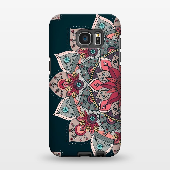 Galaxy S7 EDGE StrongFit Winter holidays doodles mandala design by InovArts