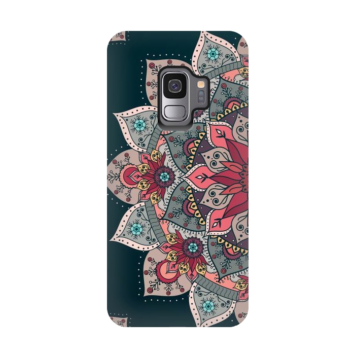 Galaxy S9 StrongFit Winter holidays doodles mandala design by InovArts