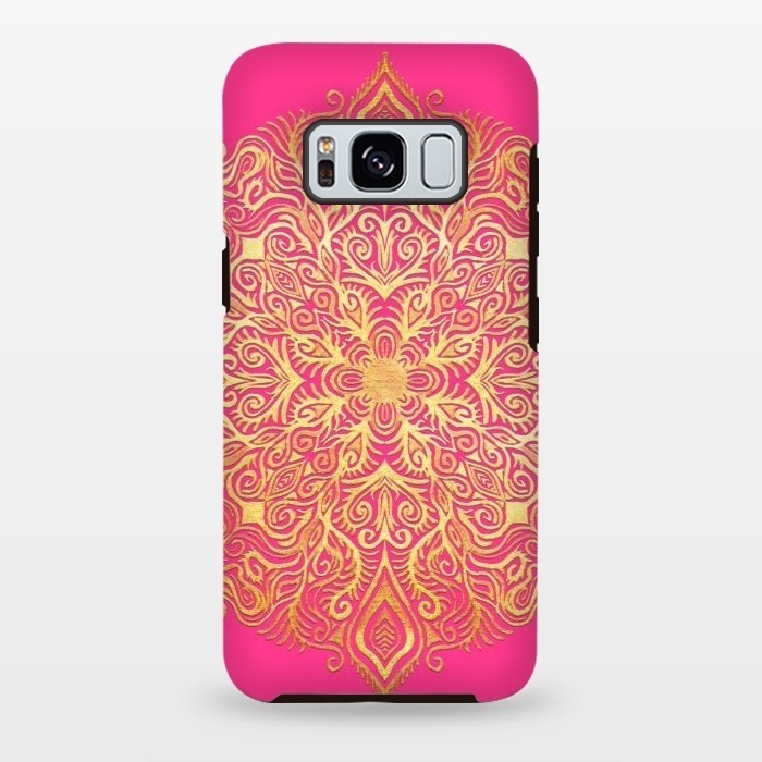 Galaxy S8 plus StrongFit Ornate Gold Mandala on Hot Pink by Micklyn Le Feuvre