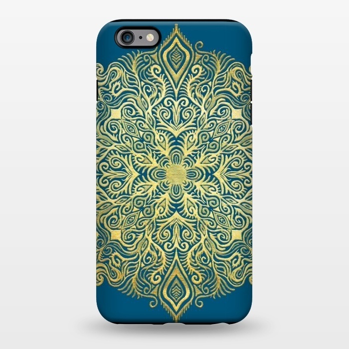 iPhone 6/6s plus StrongFit Ornate Gold Mandala on Deep Blue by Micklyn Le Feuvre