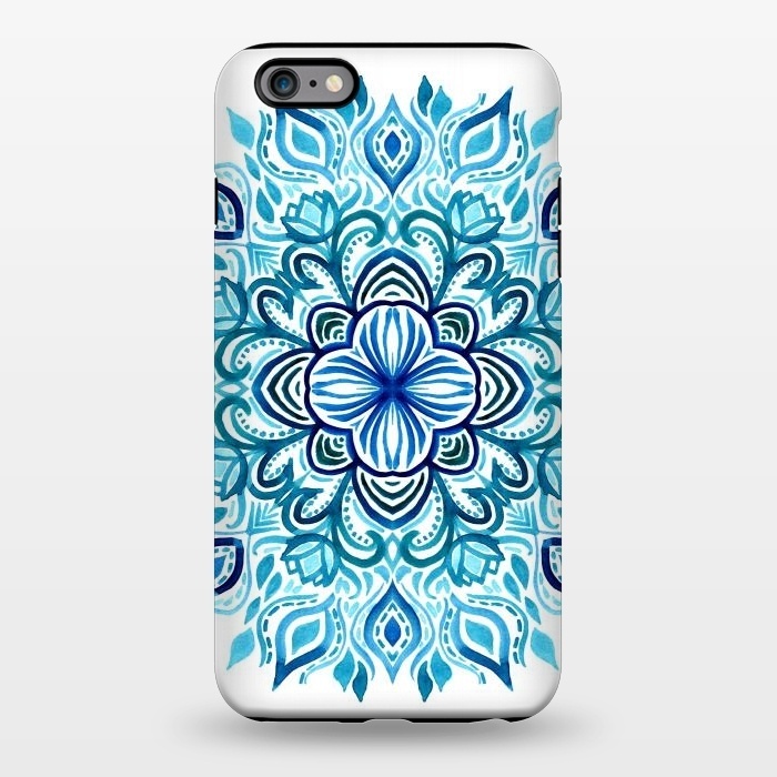 iPhone 6/6s plus StrongFit Watercolor Blues Lotus Mandala by Micklyn Le Feuvre