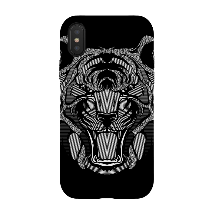iPhone Xs / X StrongFit Tiger Zentangle by Afif Quilimo